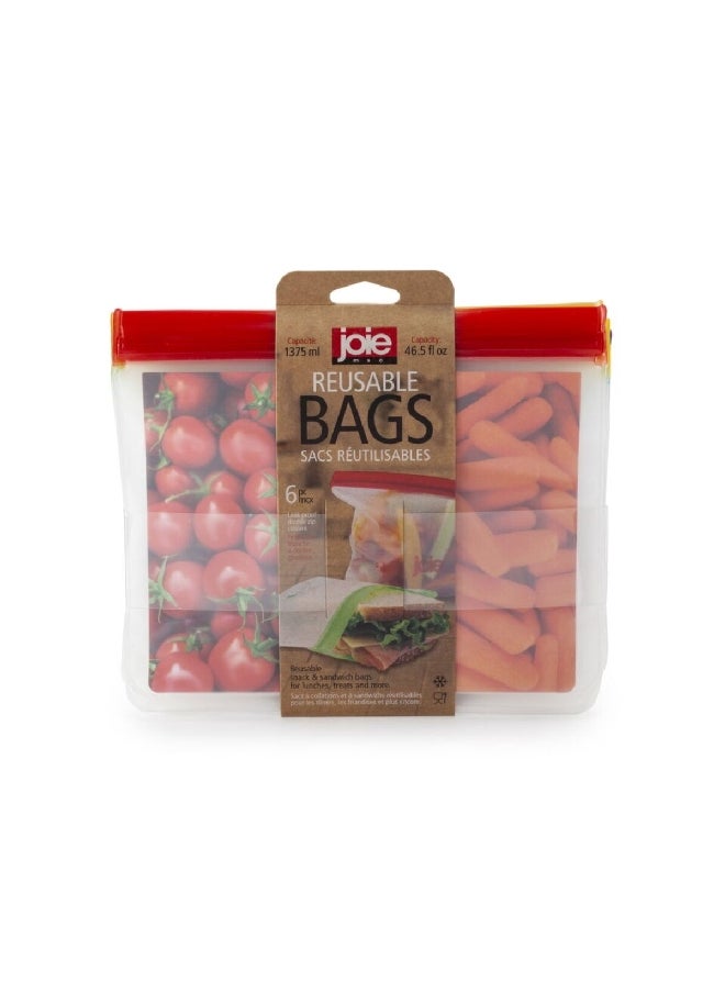 joie - 6-Piece BPA-Free Durable and Reusable Snack Bags Multicolor 8.75 x 7 Inch 29163 - Image 1