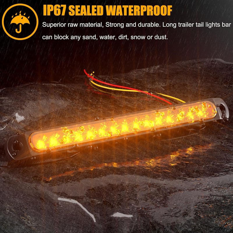 PSEQT 10" 15 LED Trailer Turn Tail Light Bar - Amber Sequential Signal Marker Assembly With Identification Clearance Strip - Waterproof for Wrangler, Golf Cart, Offroad Truck, RV, UTV, ATV - Image 5