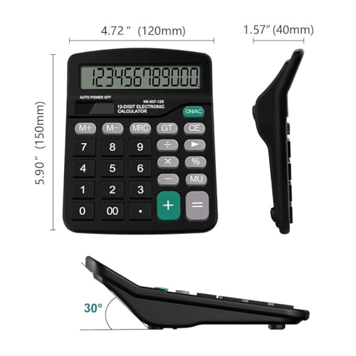 PUNGLTD Office Desk Calculator - Dual Power Simple Financial Calculator with Big Button Large Display for Office, Home & School (Black) - Image 2