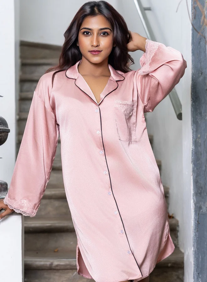 Aadaraya Aadaraya Nighty Short Notch Collar