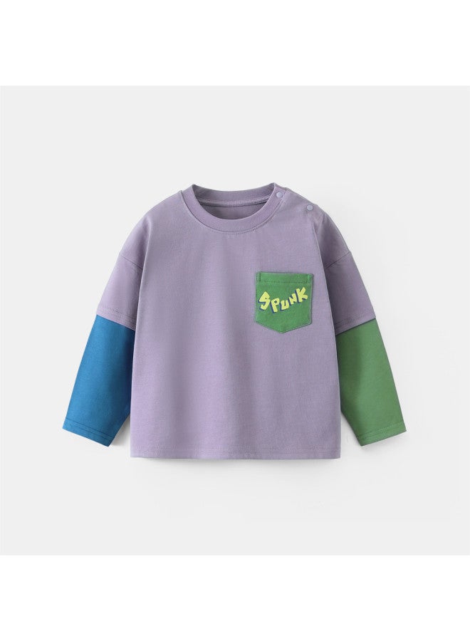 Boys' T-shirt Long Sleeve Fake Two-piece Spring/autumn Style Children's Top Toddler Boy Shirt - Image 3