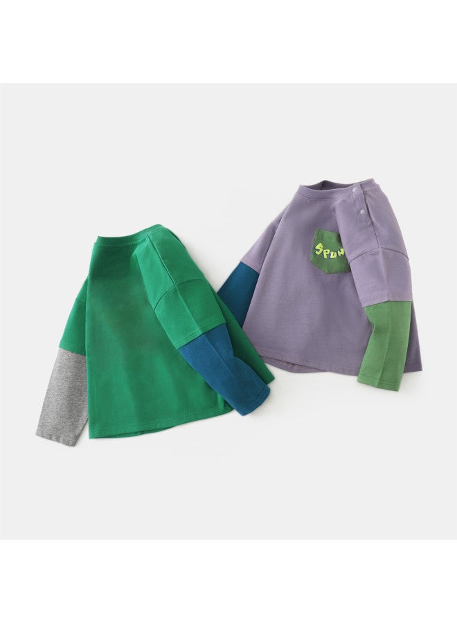 Boys' T-shirt Long Sleeve Fake Two-piece Spring/autumn Style Children's Top Toddler Boy Shirt - Image 5