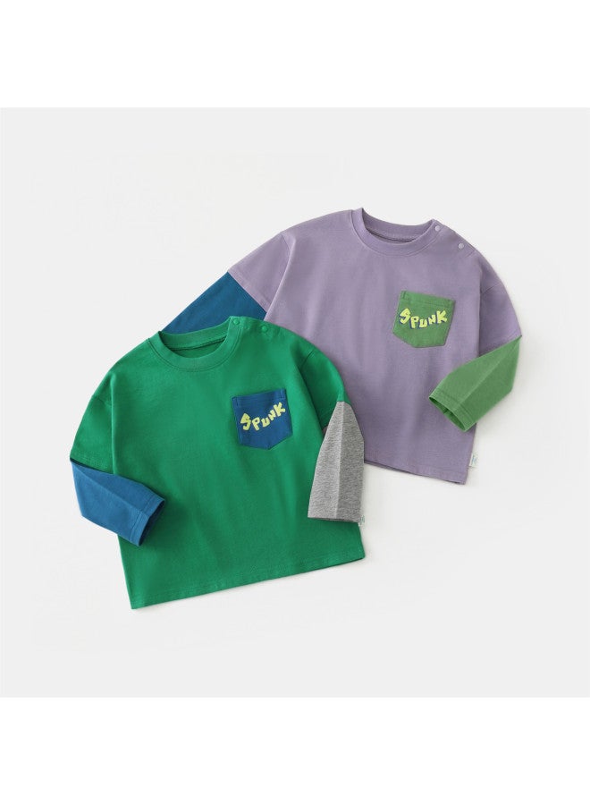 Boys' T-shirt Long Sleeve Fake Two-piece Spring/autumn Style Children's Top Toddler Boy Shirt - Image 4