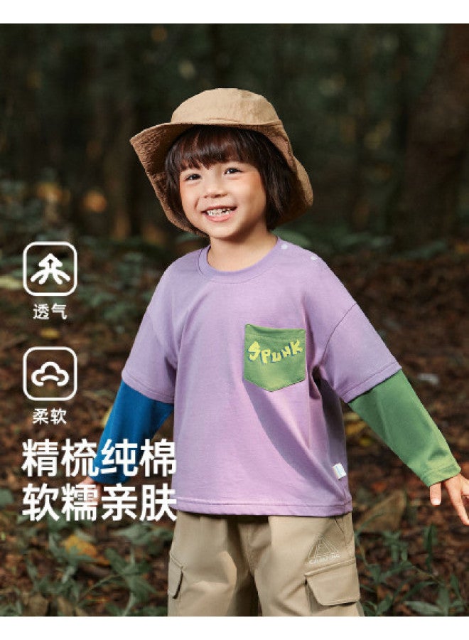 Boys' T-shirt Long Sleeve Fake Two-piece Spring/autumn Style Children's Top Toddler Boy Shirt - Image 1