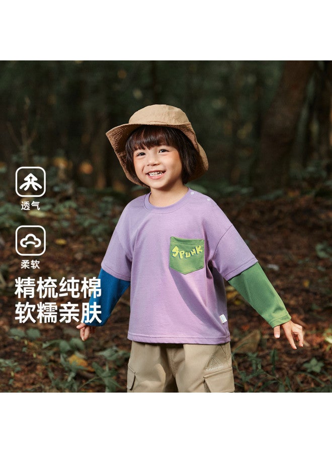 Boys' T-shirt Long Sleeve Fake Two-piece Spring/autumn Style Children's Top Toddler Boy Shirt - Image 2