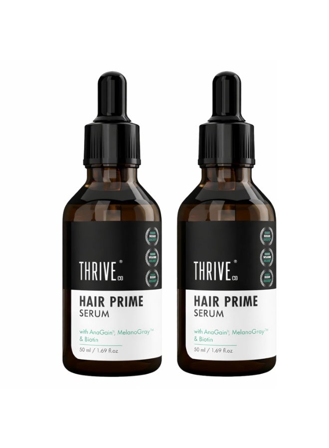 ThriveCo Anti-Grey Hair Prime Serum | Reverses & Limits Hair Greying | Arcolys + Biotin + Black Tea Extract | Light-Weight, Non-Sticky & Odourless | For Both Men and Women | 50 Ml | Pack of 2 - Image 1