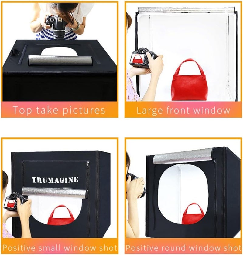 TRUMAGINE Photo Light Box Photography 24"x24"x24" Tabletop Dimmable LED Cube Shooting Tent Kit for White Studio Box Product Photographic Lighting Tents with PVC Backdrops and Mini Tripod - Image 3