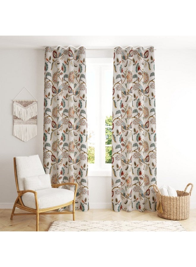 Amigos 100% Cotton Curtains for 7Feet Door Bedroom, Living Room and Kids Room, Home Décor Fashion Printed Set of 2 Curtains with Stainless Steel Rings (Multi Color Flower, Door 7Feet) - Image 2