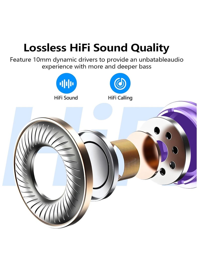 lekikpo Lekikpo Wireless Earbuds Bluetooth 5.3 in Ear Buds Light-Weight Headphones,Deep Bass Sound,Built-in Mics Headset,Clear Calls Earphones for Sports Workout Purple  - Image 5