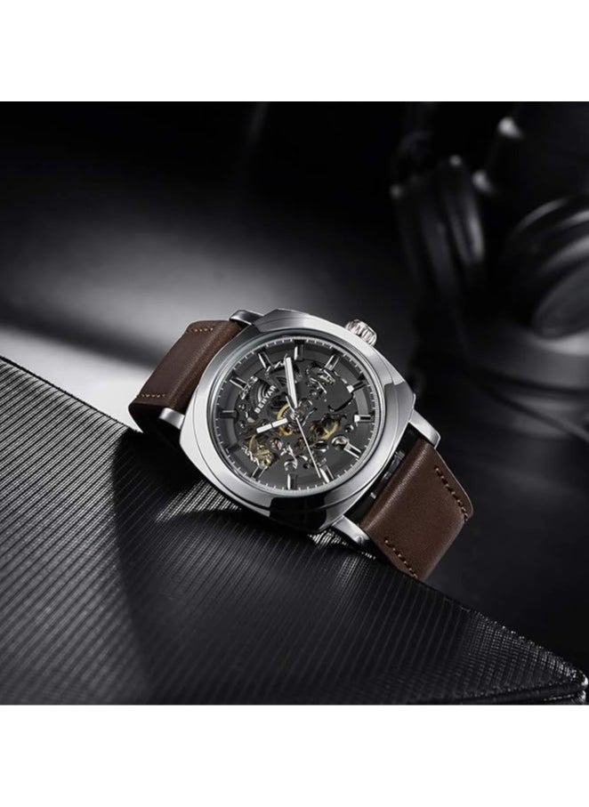 BENYAR Watches for Men Luxury Leather Luminous Water Resistant Automatic Mechanical Wristwatch 5121 Brown  - Image 4
