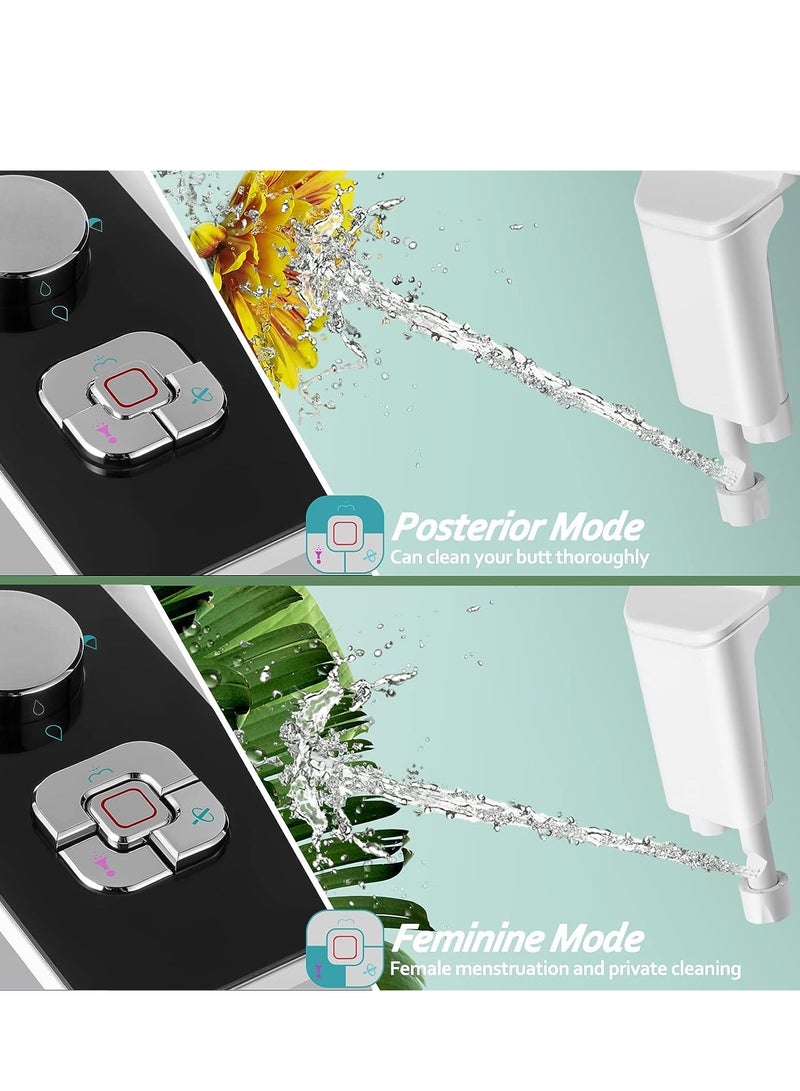 Barakah Bidet Attachment Non-electric Cold Water Toilet Seat with Pressure Controls, Retractable Self-cleaning Dual Nozzles for Frontal & Rear Wash - Black - Image 3