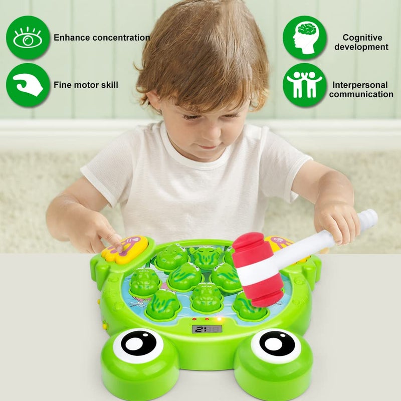 YEEBAY Whack A Frog Game with 2 Hammers, Toddler Early Developmental Learning Toy, Fun Birthday Gift for Kids Age 2+, Toys for 2 3 4 Year Old Boys Grils - Image 4