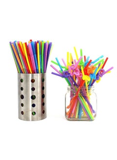 Lavish 200 Pcs Colorful Flexible Plastic Straws  - Image 2