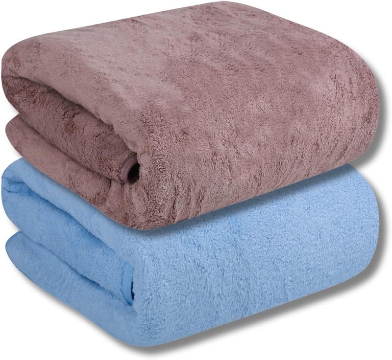 Fezora ® Microfiber 500 GSM Bath Towels | (70x140) Extra Soft Plush & Quick Dry High Absorbency with Large Size Towels for Bathing (Pack of-2) (Wine & Sky Blue) - Image 1