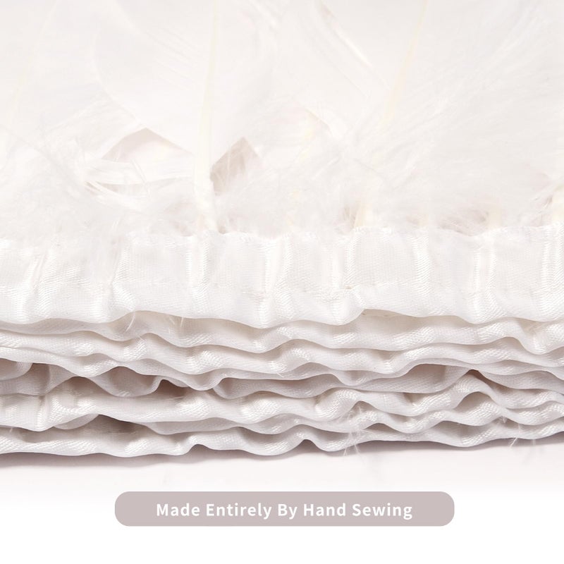 MAOFENG 2 Yards Natural Goose Feathers Trim Sewing Fringe Fashion Dress Sewing 6-8inch for DIY Handicrafts Costumes Decoration,White - Image 3
