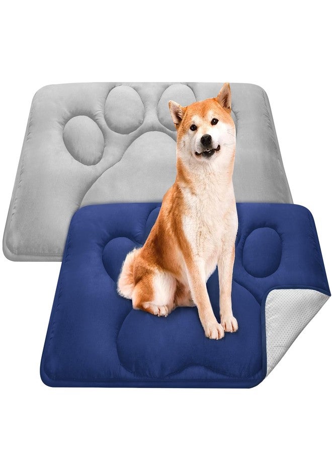 Coldwind 2 Pack Dog Crate Pad (23"x 36"), Dog Mat with Anti-Slip Bottom, Breathable, Washable, Navy&Grey - Image 1