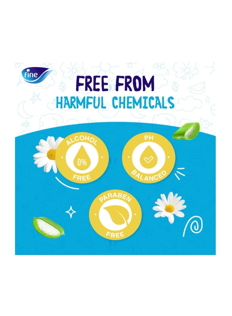 Fine Baby All Body Wipes Chamomile and Aloe Vera Essence, 72 sheets, Free from Alcohol - Image 3
