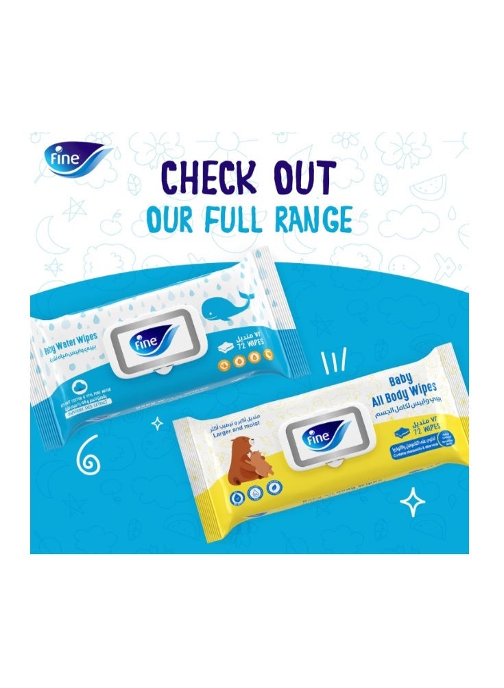 Fine Baby All Body Wipes Chamomile and Aloe Vera Essence, 72 sheets, Free from Alcohol - Image 4
