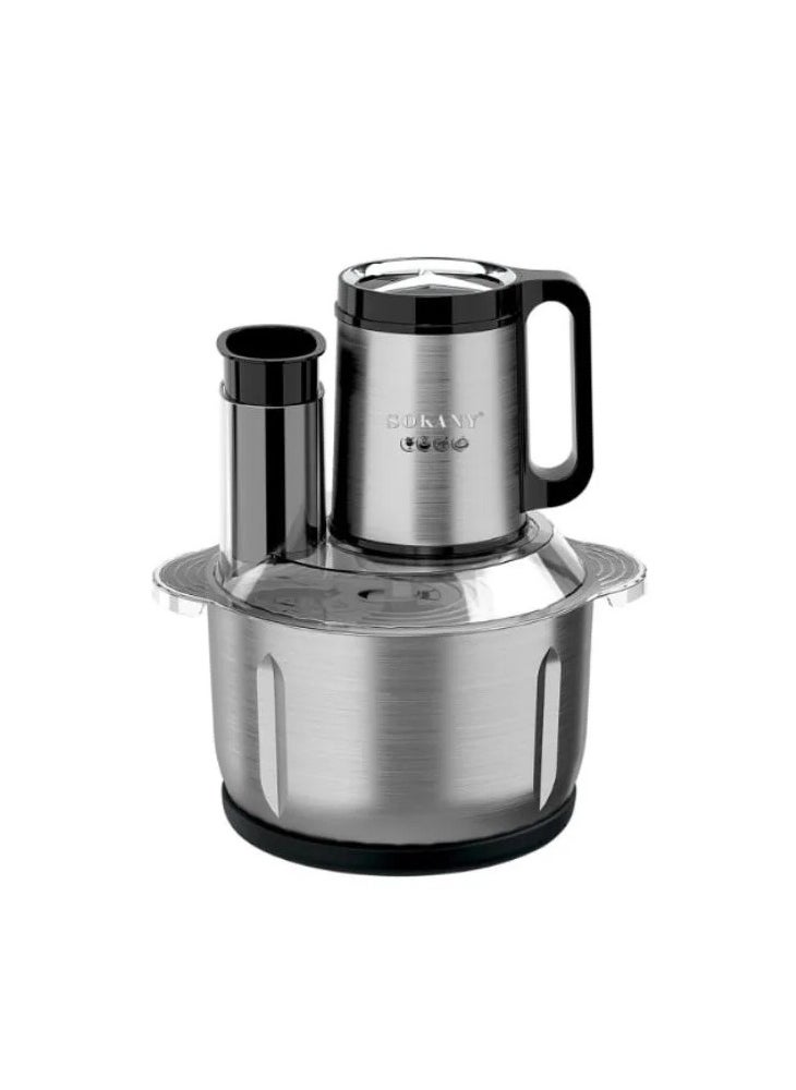 sokany - Sokany Stainless Steel Chopper, Mincer and Slicer, 5 Liter Capacity, 6*1, 1000 Watt, Multi-Purpose and Use, Stainless Steel Blades, Rust, Corrosion and Damage Resistant Bowl, Easy to Clean - SK-06020 - One Year Warranty - Image 1