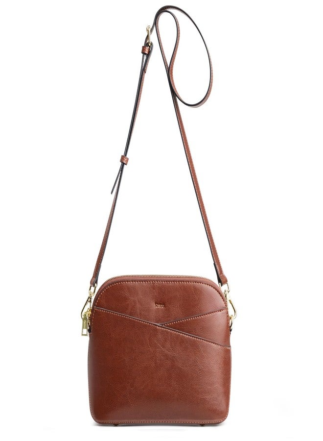 Kattee Leather Crossbody Bags for Women Trendy, Small Purses Handbags Shoulder Bag, Genuine Leather Cross Body Bag for Woman, Dark Brown - Image 1