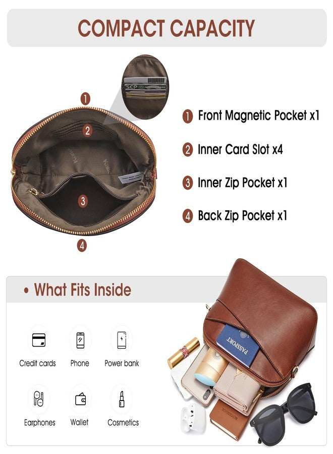 Kattee Leather Crossbody Bags for Women Trendy, Small Purses Handbags Shoulder Bag, Genuine Leather Cross Body Bag for Woman, Dark Brown - Image 4