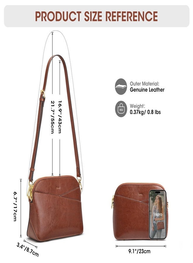 Kattee Leather Crossbody Bags for Women Trendy, Small Purses Handbags Shoulder Bag, Genuine Leather Cross Body Bag for Woman, Dark Brown - Image 3
