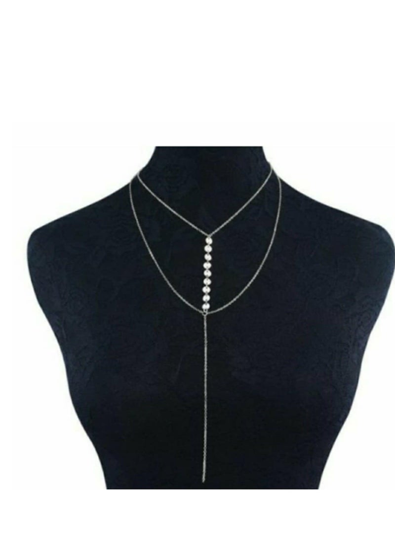 اكسوارات ار ايه عقد (سلسله )حريمي شيك جدا لولي (لؤلؤ) اوف وايت - و سلسلة فضى - Image 1