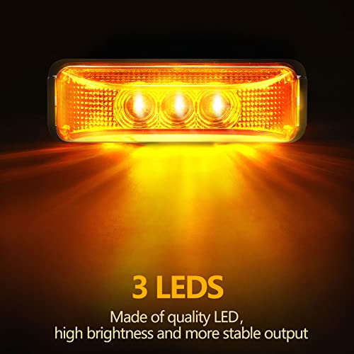 Yahenda 20 Pieces 3.9 Inch 3 LED Trailer Marker Lights Trailer LED Waterproof Side Marker Light Rectangle Running Lights for Truck RV Exterior Accessories(Amber, Red) - Image 3