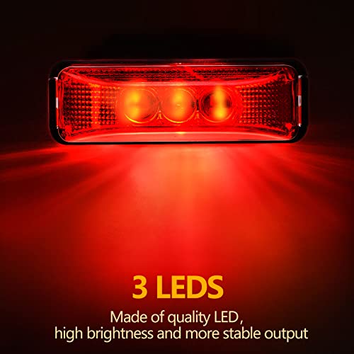Yahenda 20 Pieces 3.9 Inch 3 LED Trailer Marker Lights Trailer LED Waterproof Side Marker Light Rectangle Running Lights for Truck RV Exterior Accessories(Amber, Red) - Image 4