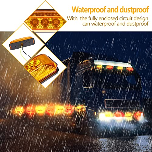 Yahenda 20 Pieces 3.9 Inch 3 LED Trailer Marker Lights Trailer LED Waterproof Side Marker Light Rectangle Running Lights for Truck RV Exterior Accessories(Amber, Red) - Image 5