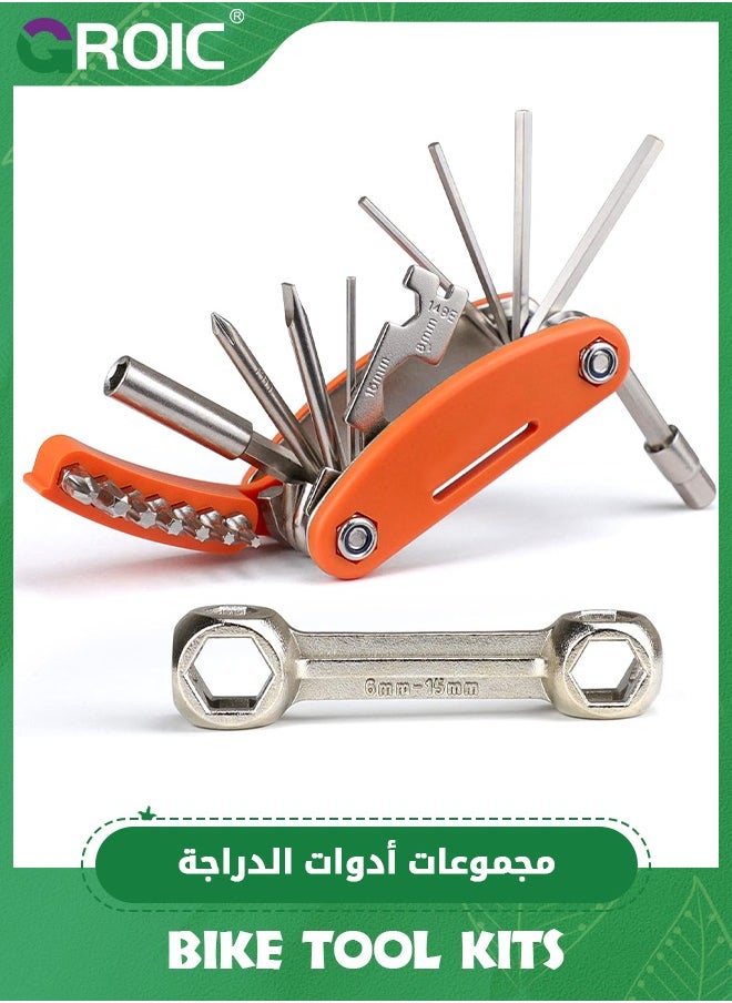 GROIC 21 in 1 Bike Multi-tool with 10 In 1 Bicycle Tool Kit, Mountain Bike Repair Tool Kit With Bike Bone Wrench, Portable Bicycle Essentials Easy Road Riding Travel Emergency Maintenance and Carry  - Image 1