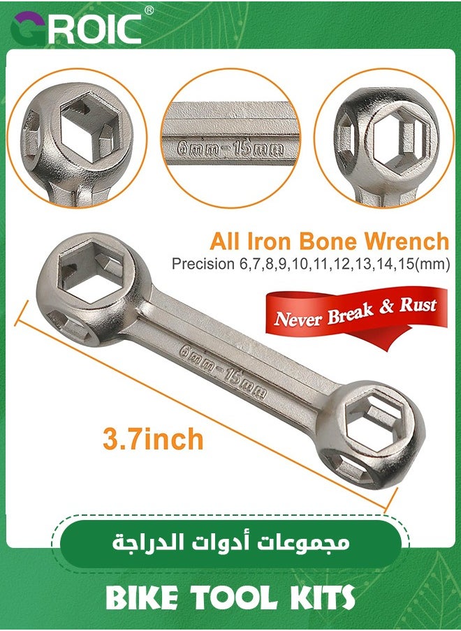 GROIC 21 in 1 Bike Multi-tool with 10 In 1 Bicycle Tool Kit, Mountain Bike Repair Tool Kit With Bike Bone Wrench, Portable Bicycle Essentials Easy Road Riding Travel Emergency Maintenance and Carry  - Image 3