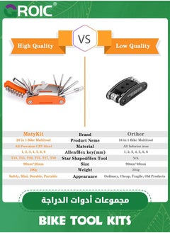 GROIC أداة متعددة الاستخدامات للدراجات 21 في 1 مع مجموعة أدوات للدراجات 10 في 1، مجموعة أدوات إصلاح الدراجات الجبلية مع مفتاح عظام الدراجة، أساسيات الدراجة المحمولة لركوب الطريق والسفر والصيانة الطارئة والحمل  - Image 5