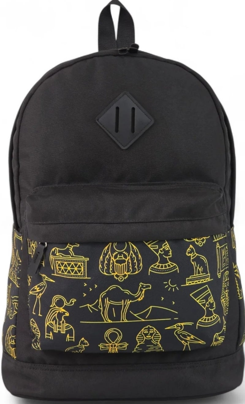 Force laptop backpack 15.6 inch Black with Egyptian Heritage Pattern  Pharaoh Vibes - Image 1