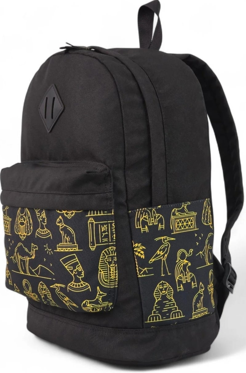 Force laptop backpack 15.6 inch Black with Egyptian Heritage Pattern  Pharaoh Vibes - Image 4