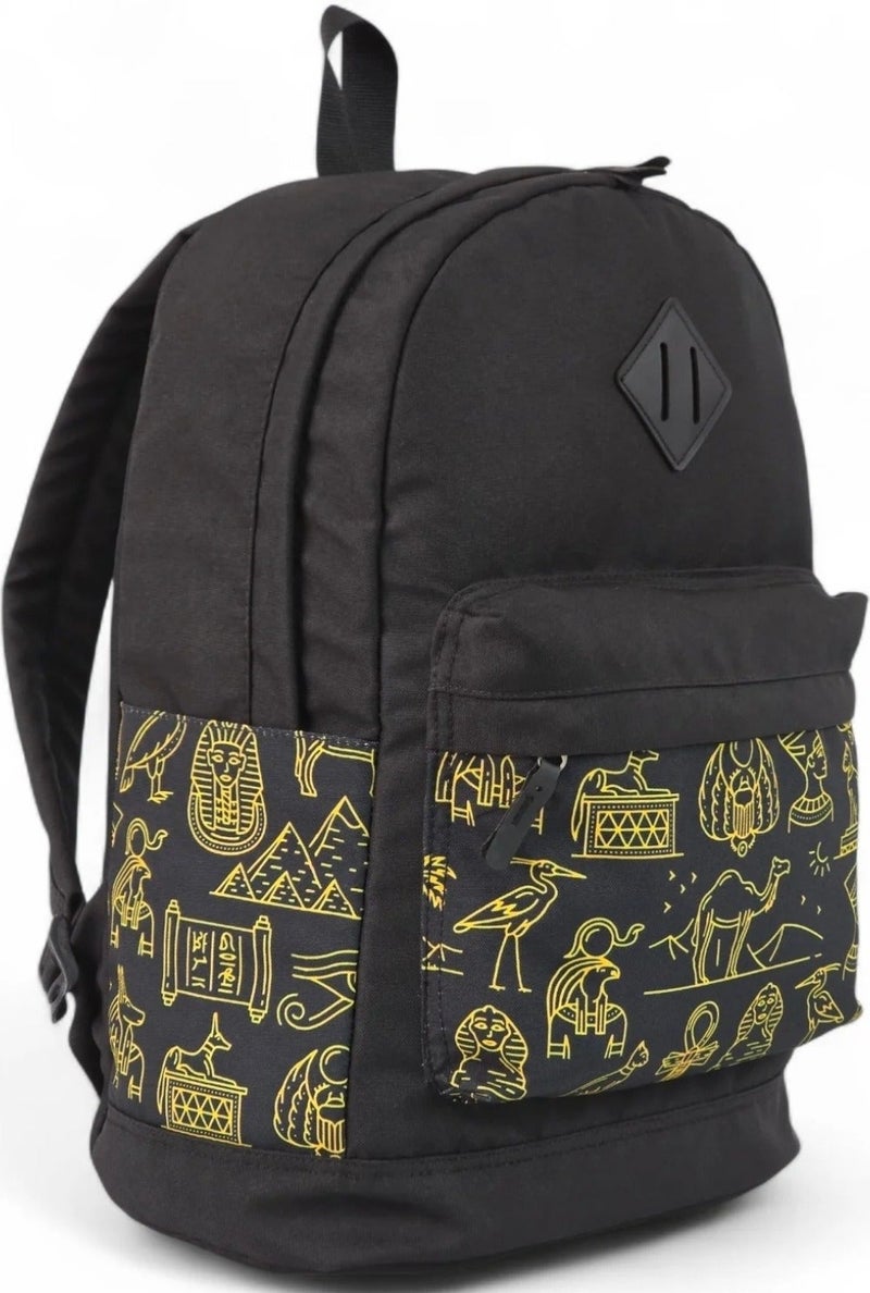 Force laptop backpack 15.6 inch Black with Egyptian Heritage Pattern  Pharaoh Vibes - Image 2