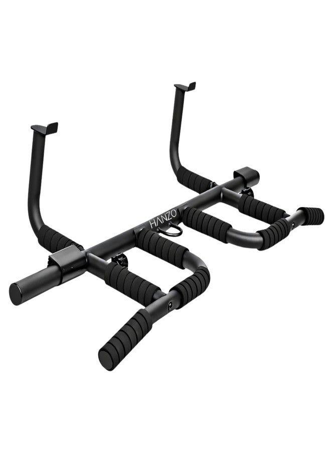 HANZO Doorway Pull Up Bar Set with Suspension Straps – Multi-Grip Chin Up Bar for Home Gym – No Screws, Strength Training Workout Bar, Door Gym Pullup Bar - Image 5