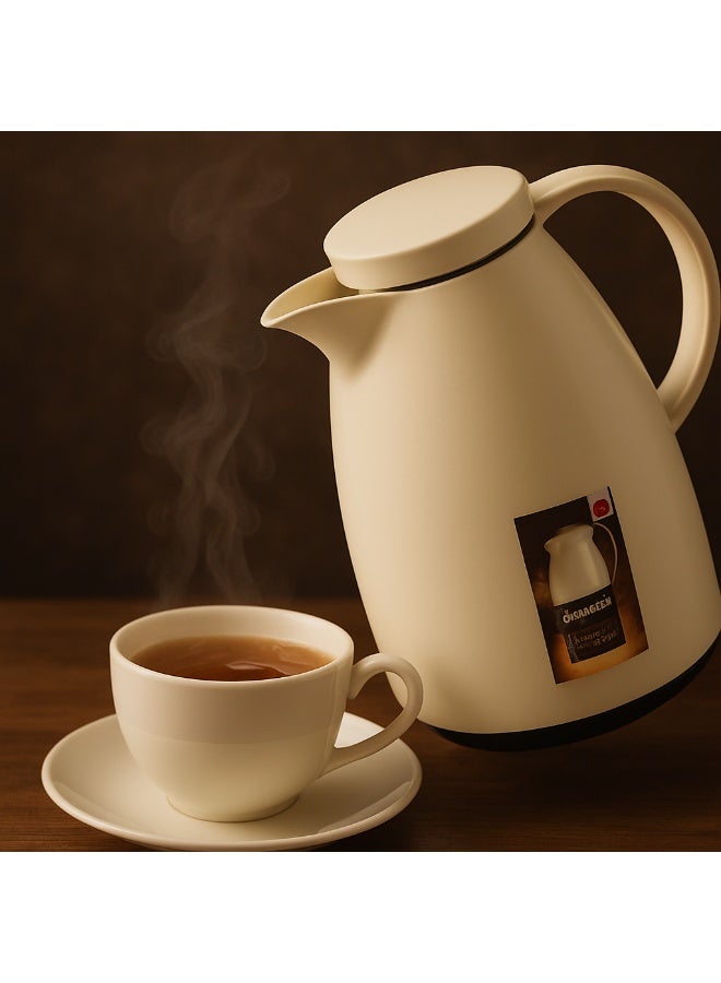 EMSA German Thermos Oberg Cream, Luxury Design, 1 Liter Capacity - Image 1