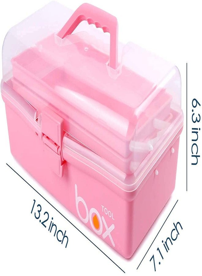 Fennec Mart Multi-Purpose 3-Layer Toolbox with Tray, 13.2 Inch Plastic Portable Tool Case Students Drawing Tool Box for Art Craft Storage, Tool Organizers, Folding Storage - Multi Color - Image 3