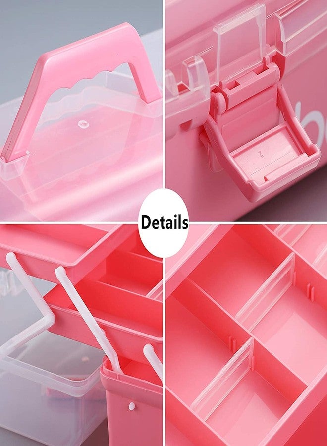 Fennec Mart Multi-Purpose 3-Layer Toolbox with Tray, 13.2 Inch Plastic Portable Tool Case Students Drawing Tool Box for Art Craft Storage, Tool Organizers, Folding Storage - Multi Color - Image 2