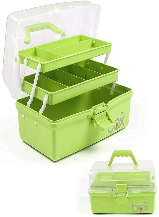 Fennec Mart Multi-Purpose 3-Layer Toolbox with Tray, 13.2 Inch Plastic Portable Tool Case Students Drawing Tool Box for Art Craft Storage, Tool Organizers, Folding Storage - Multi Color - Image 1