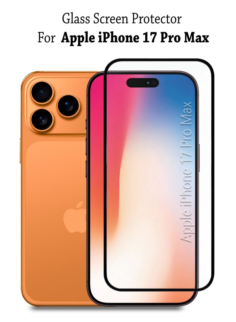 Apple iPhone 17 Pro Max  Screen Protector | Tempered Glass Compatible with Apple iPhone 17 Pro Max| Screen Protector Full HD Quality Tempered Glass Anti-Scratch Edge to Edge Coverage with Easy Installation Kit - Black - Image 1