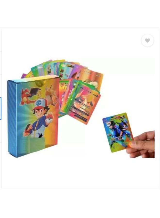 بوكيمون بطاقات البوكيمون التجارية165 بطاقة 55 فضية و55 سوداء و55 قوس قزح مجموعة من (3 قطع)
