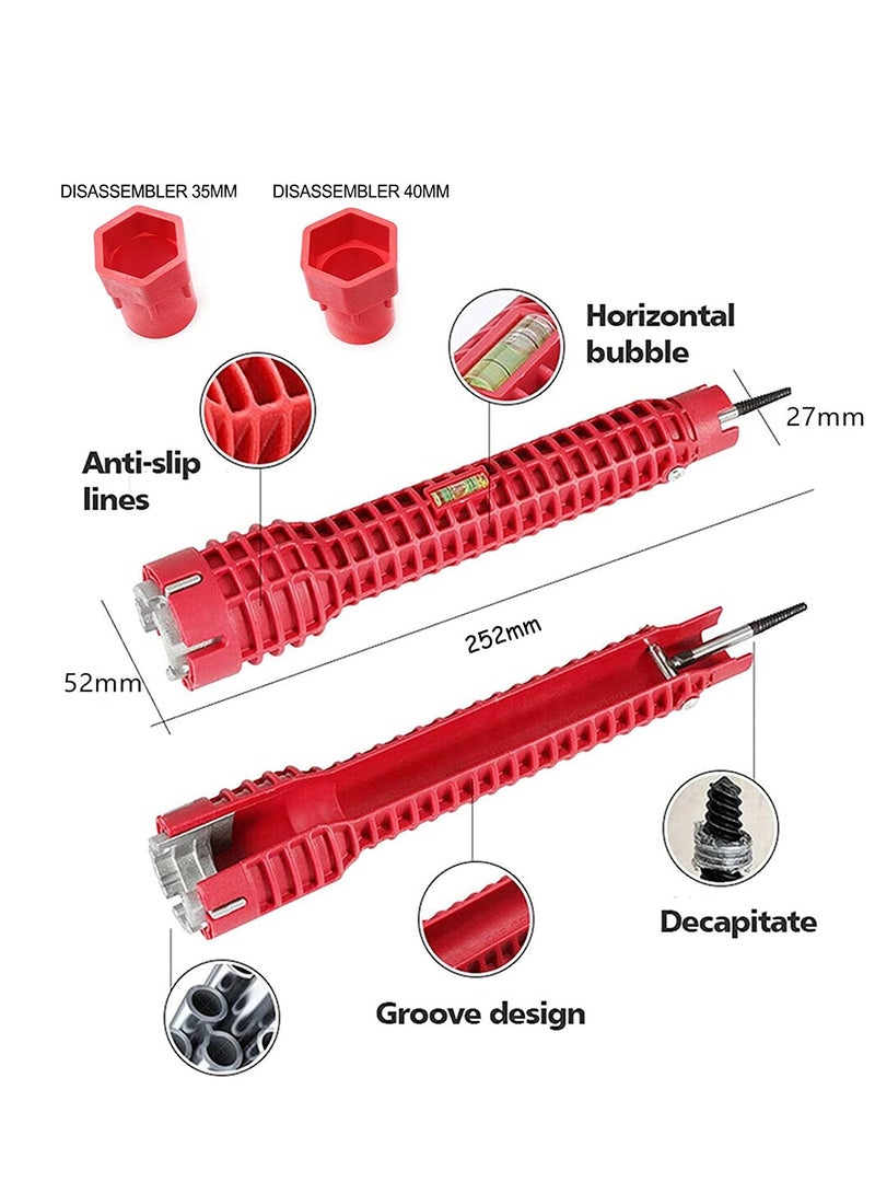 Luckam Faucet and Sink Installer, 8 in 1 Multifunctional Wrench Tool Double Head Installer Water Pipe Spanner Tackle For Toilet Bowl Bathroom Kitchen Plumbing - Image 5