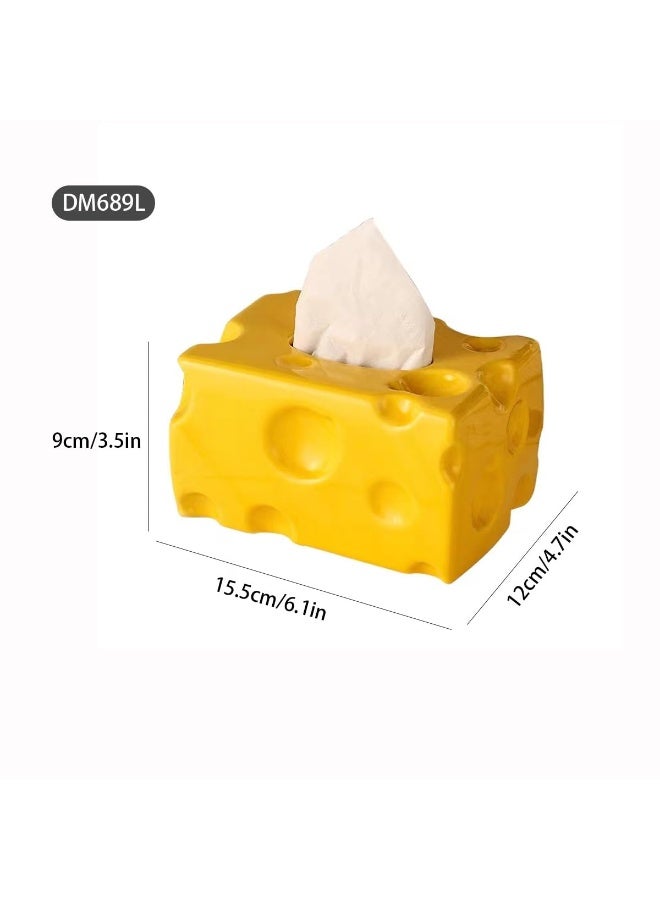 Tissue Box, Cream Ceramic Creative Paper Box, Suitable for Living Room Decoration Table Decoration Box Tissues - Image 2