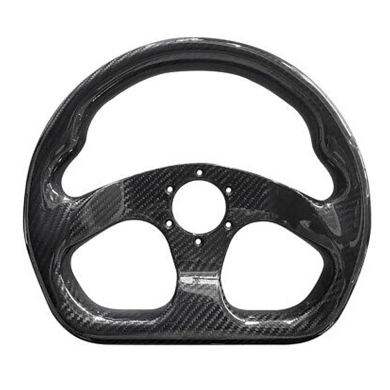 Hiracing Universal 320mm Full Carbon Fiber Racing Steering Wheel Flat Bottom D shape Steering Wheel 6 Holes Semicircle Jet (02) - Image 1
