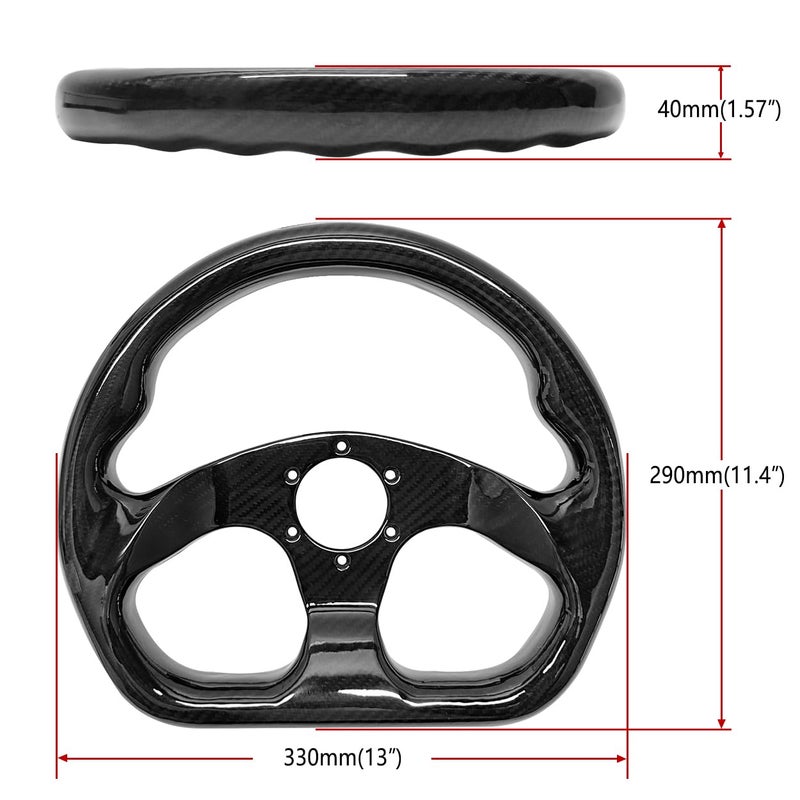Hiracing Universal 320mm Full Carbon Fiber Racing Steering Wheel Flat Bottom D shape Steering Wheel 6 Holes Semicircle Jet (02) - Image 2