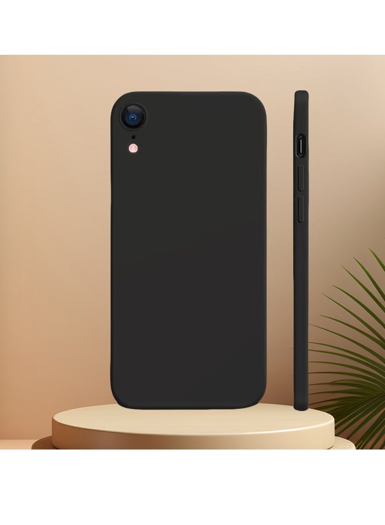 Ultra-thin Mobile Phone Case for iPhone XR Straight Edge Imitation Liquid Silicone Mobile Phone Case 6.1 Inch Anti-drop Protective Case (Black)