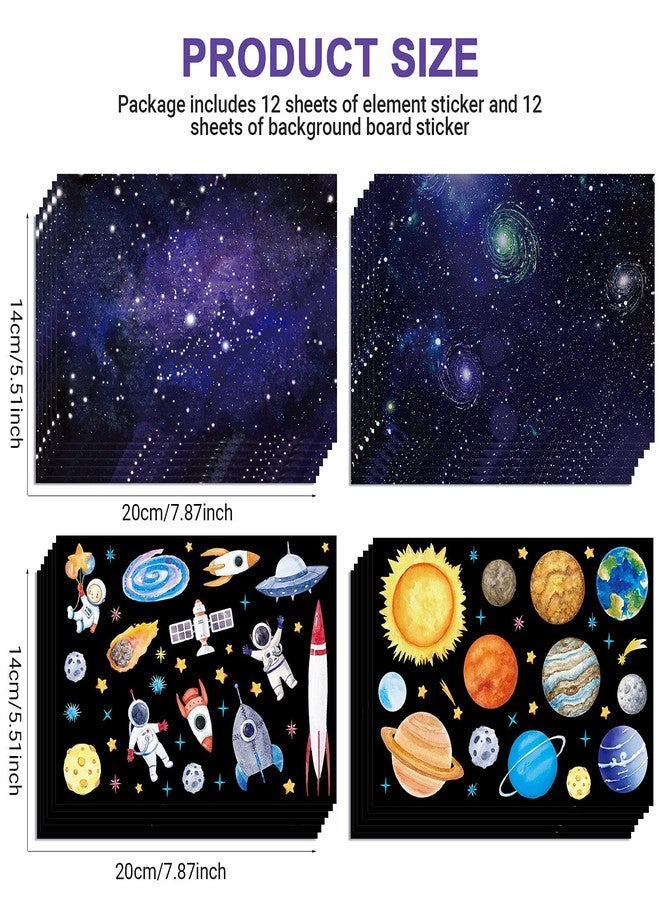 Tenare 24 Sheets Space Stickers for Kids Solar System Astronaut Mix and Match Outer DIY Outer Wall Make Your Own Sticker for Kids Educational Learning Birthday - Image 2