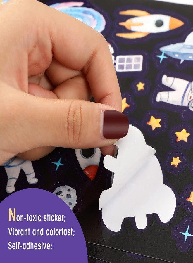 Tenare 24 Sheets Space Stickers for Kids Solar System Astronaut Mix and Match Outer DIY Outer Wall Make Your Own Sticker for Kids Educational Learning Birthday - Image 3